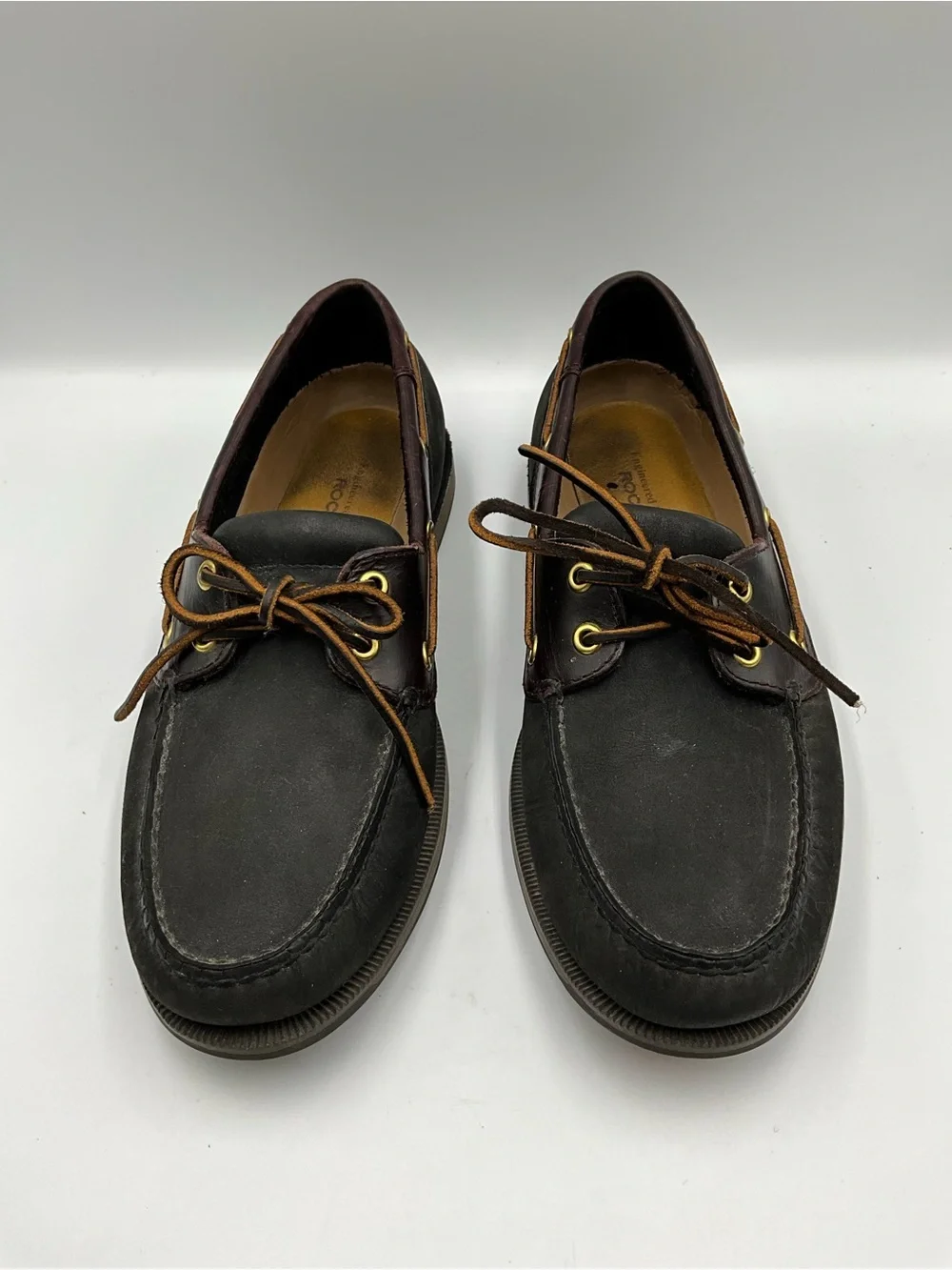 Rockport Boat Shoe Size 10.5 Black and Brown Leather Boat Shoes